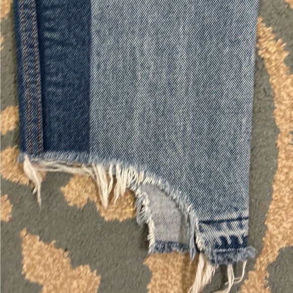 GRLFRND WOMEN'S BLUE TWO TONE COTTON STRAIGHT-LEG HELENA JEANS Size 26 - Picture 7 of 7